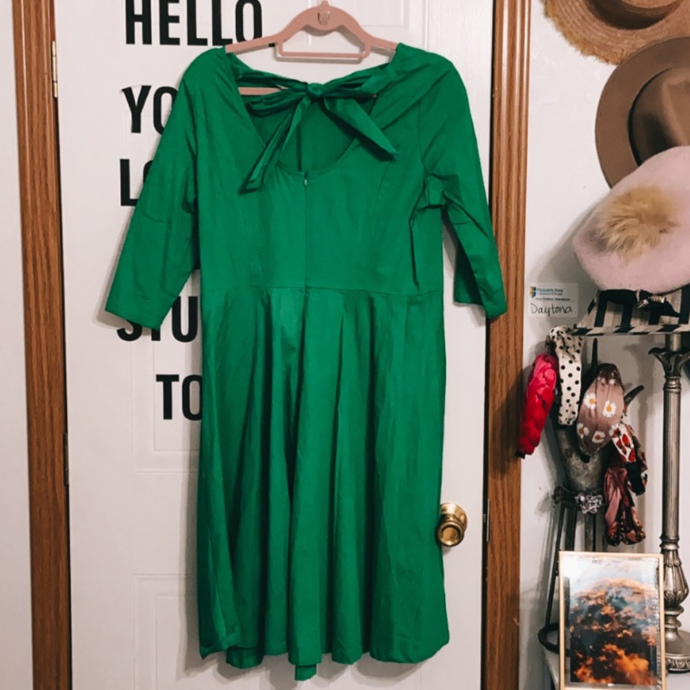 Emerald green midi dress